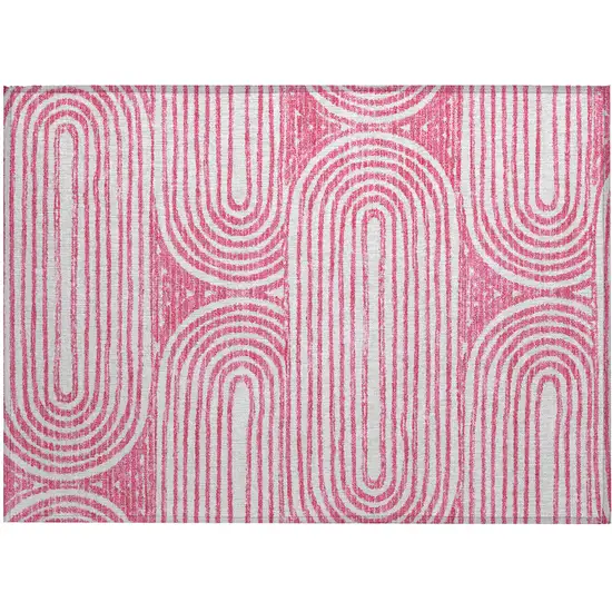 Blush Abstract Washable Non Skid Indoor Outdoor Area Rug Photo 2