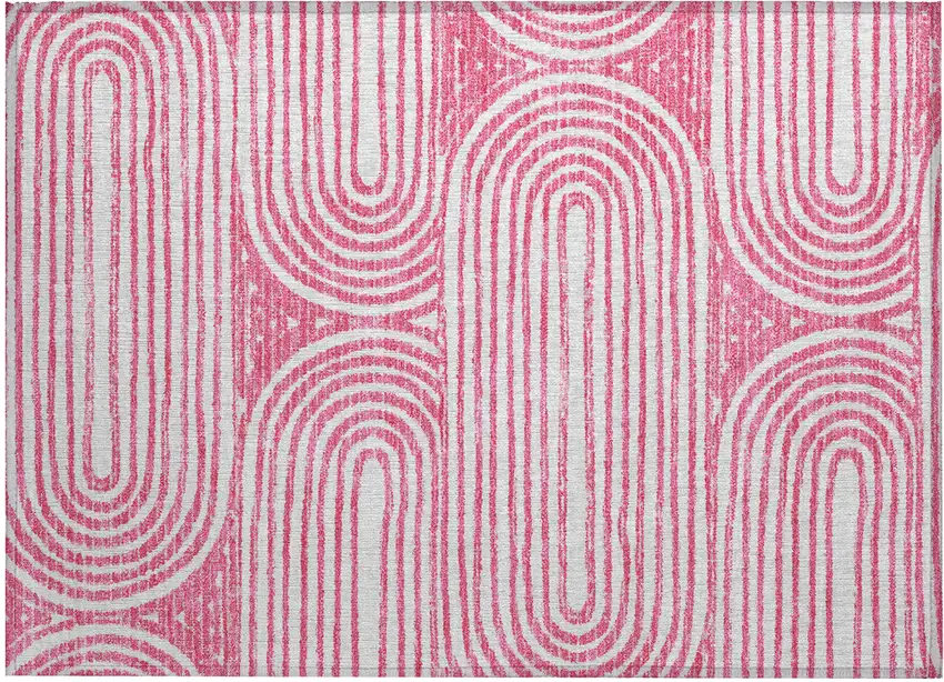 Blush Abstract Washable Non Skid Indoor Outdoor Area Rug Photo 2