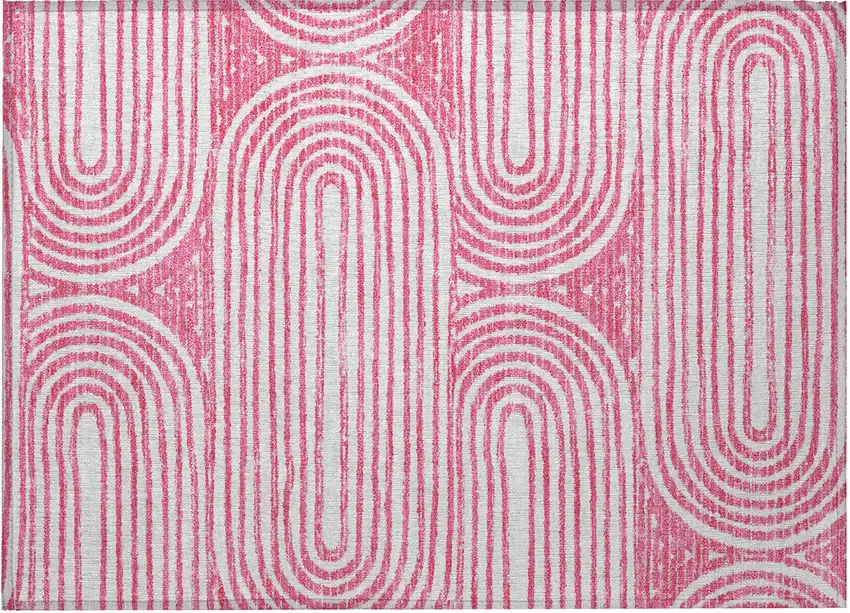 Blush Abstract Washable Non Skid Indoor Outdoor Area Rug Photo 5