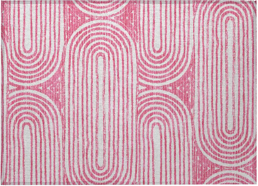 Blush Abstract Washable Non Skid Indoor Outdoor Area Rug Photo 4