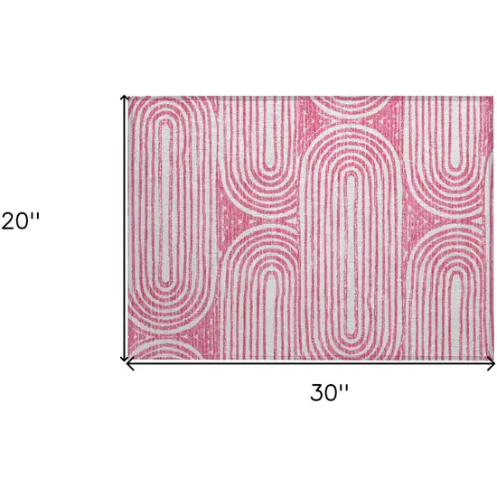 Blush Abstract Washable Non Skid Indoor Outdoor Area Rug Photo 3