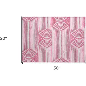 Photo of Blush Abstract Washable Non Skid Indoor Outdoor Area Rug