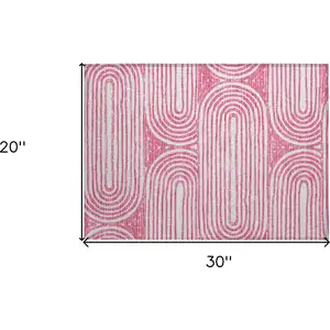 Photo of Blush Abstract Washable Non Skid Indoor Outdoor Area Rug