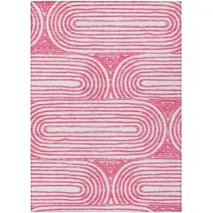 Photo of Blush Abstract Washable Non Skid Indoor Outdoor Area Rug
