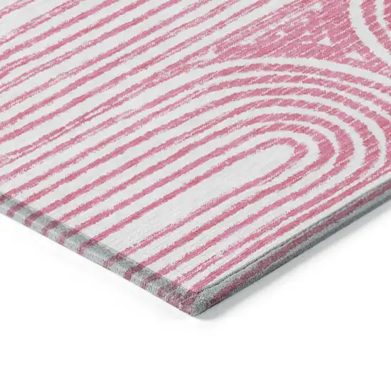 Blush Abstract Washable Non Skid Indoor Outdoor Area Rug Photo 6
