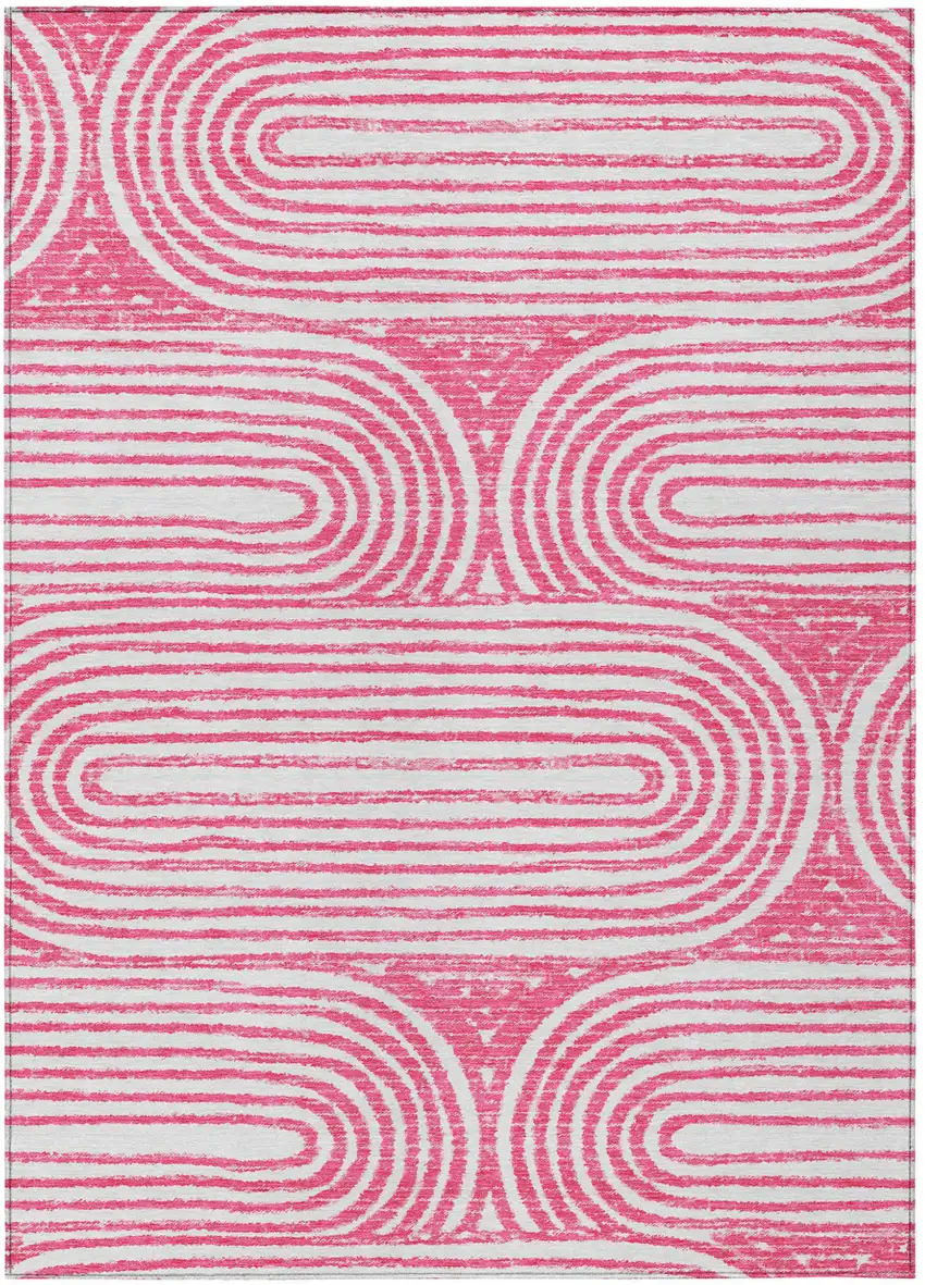 Blush Abstract Washable Non Skid Indoor Outdoor Area Rug Photo 2