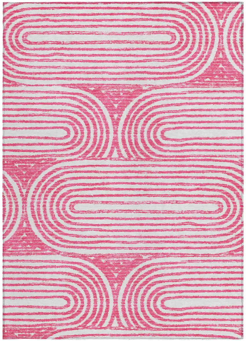 Blush Abstract Washable Non Skid Indoor Outdoor Area Rug Photo 5