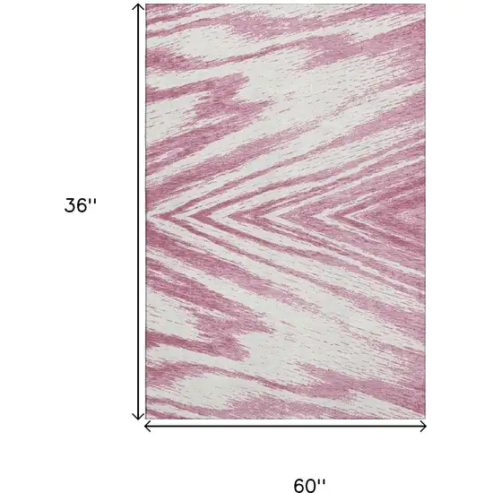Blush And Beige Abstract Washable Area Rug With UV Protection Photo 3