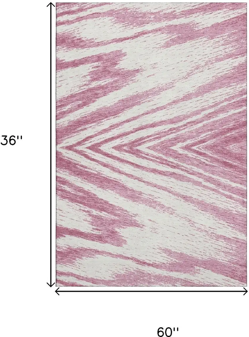 Blush And Beige Abstract Washable Area Rug With UV Protection Photo 3