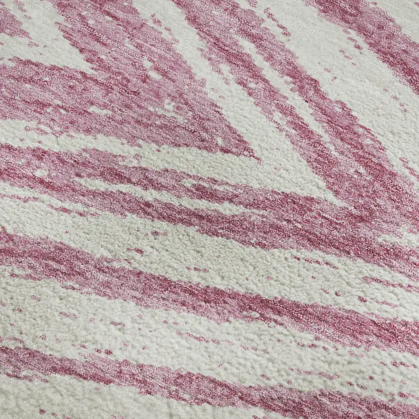 Blush And Beige Abstract Washable Area Rug With UV Protection Photo 3