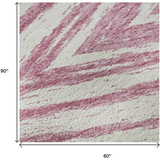 Blush And Beige Abstract Washable Area Rug With UV Protection Photo 9