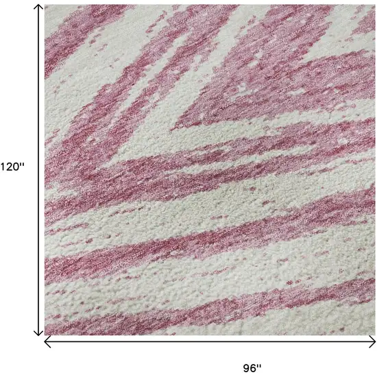 Blush And Beige Abstract Washable Area Rug With UV Protection Photo 9