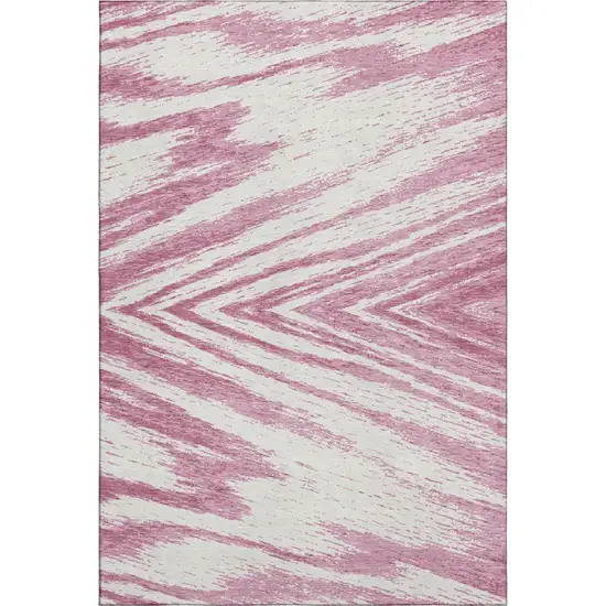Blush And Beige Abstract Washable Area Rug With UV Protection Photo 5