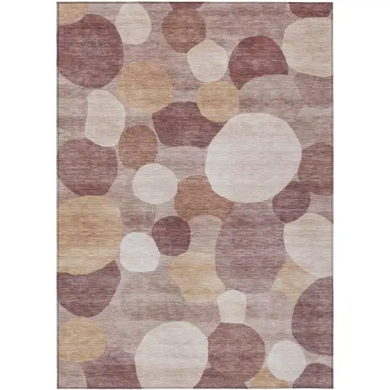 Blush And Beige Geometric Washable Indoor Outdoor Area Rug Photo 1