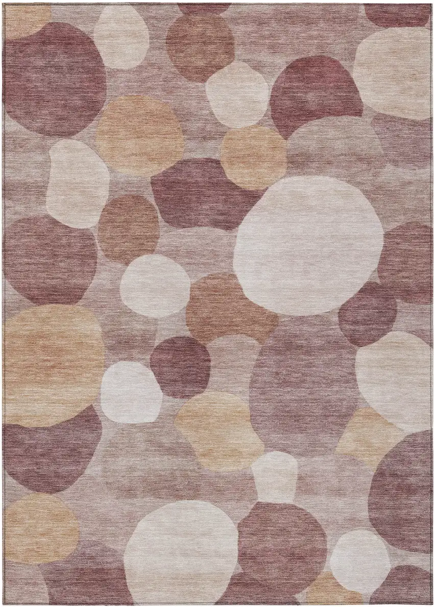 Blush And Beige Geometric Washable Indoor Outdoor Area Rug Photo 1