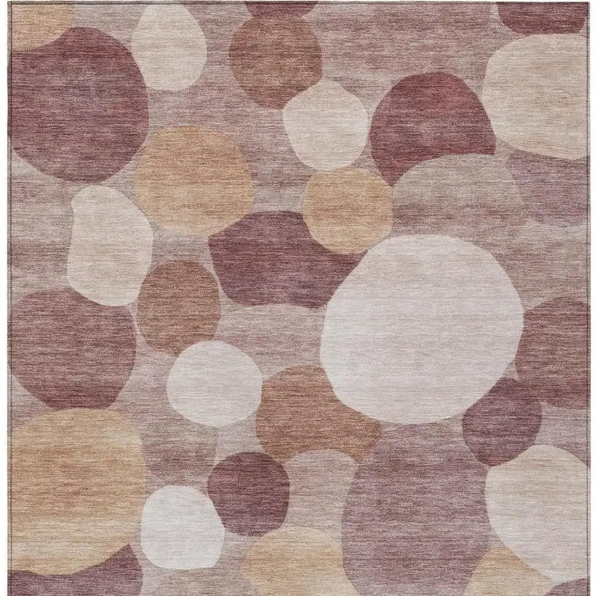 Blush And Beige Geometric Washable Indoor Outdoor Area Rug Photo 3
