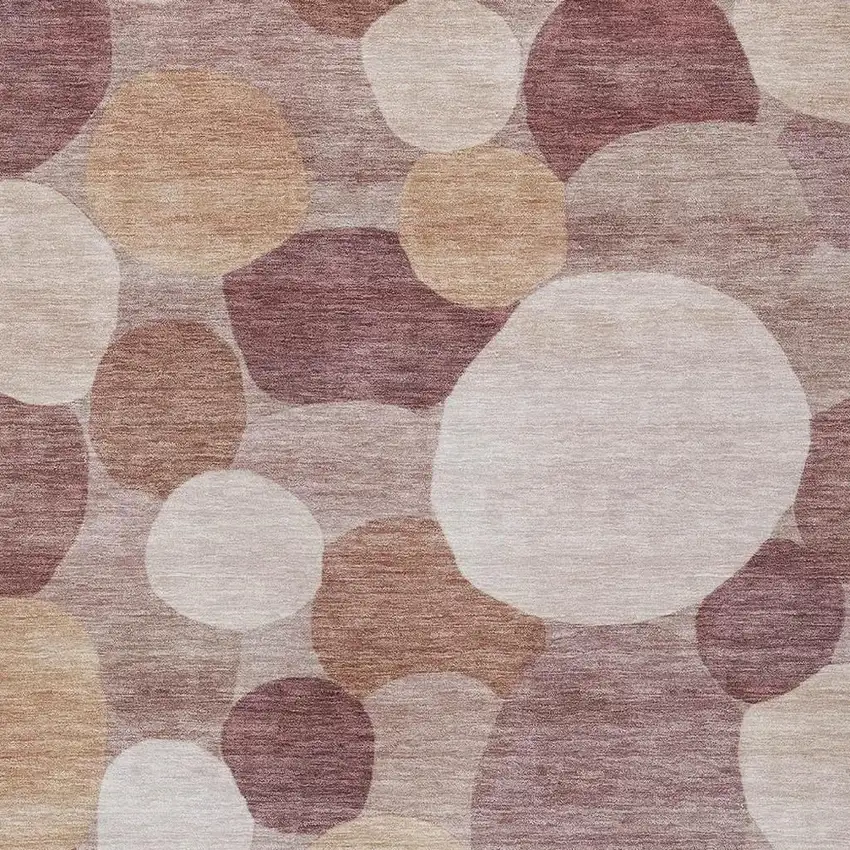 Blush And Beige Geometric Washable Indoor Outdoor Area Rug Photo 2