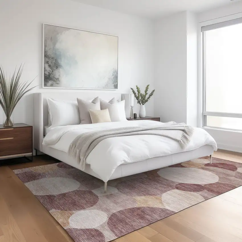 Blush And Beige Geometric Washable Indoor Outdoor Area Rug Photo 6