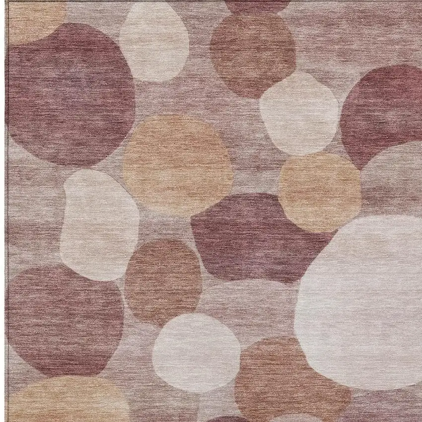Blush And Beige Geometric Washable Indoor Outdoor Area Rug Photo 2