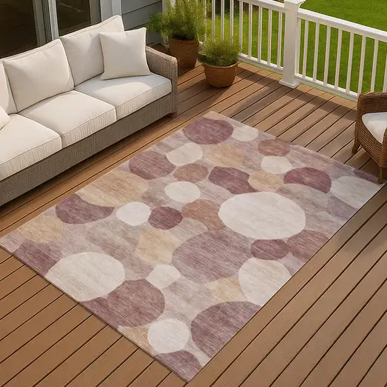 Blush And Beige Geometric Washable Indoor Outdoor Area Rug Photo 4