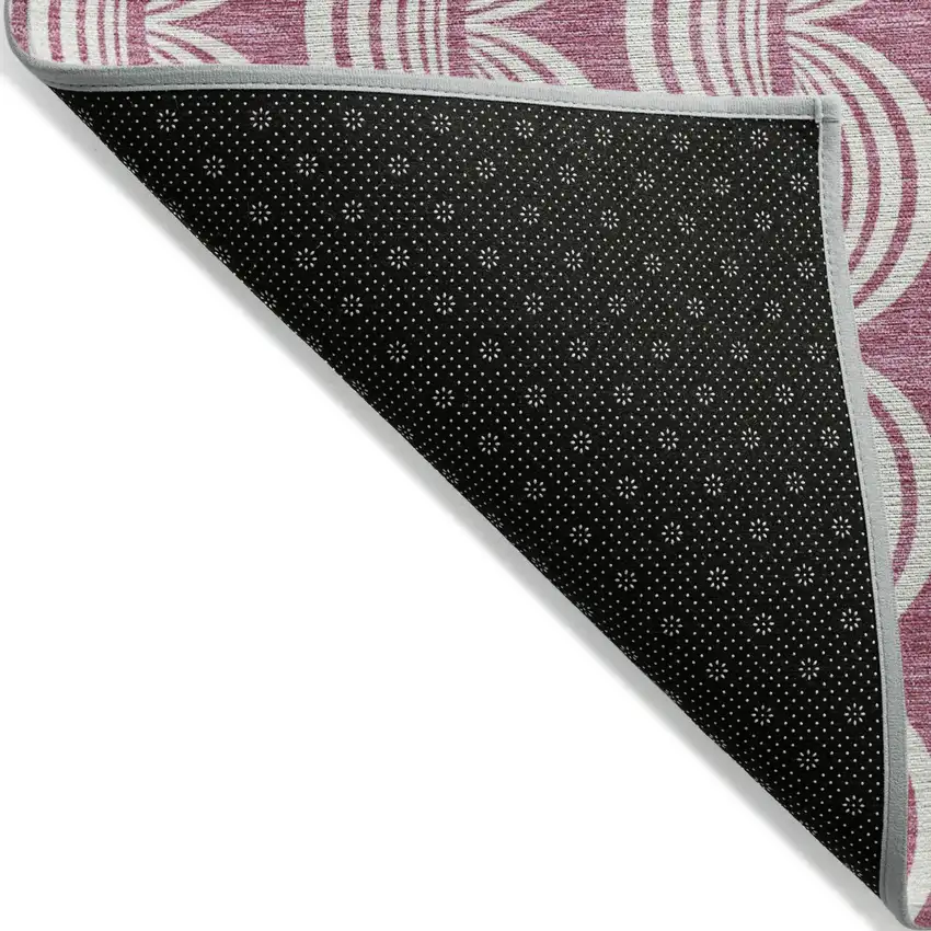 Blush And Beige Ogee Washable Indoor Outdoor Area Rug Photo 3