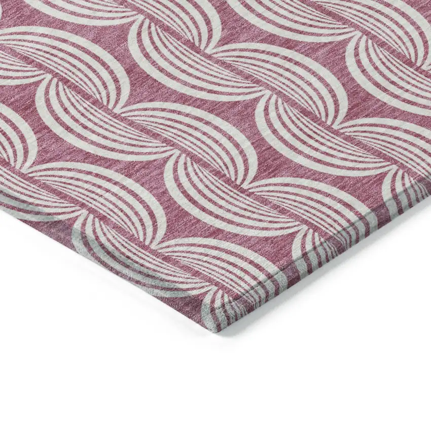 Blush And Beige Ogee Washable Indoor Outdoor Area Rug Photo 4