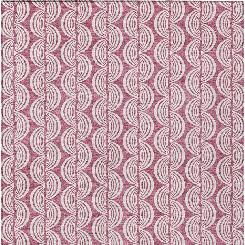 Blush And Beige Ogee Washable Indoor Outdoor Area Rug Photo 6
