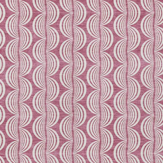 Blush And Beige Ogee Washable Indoor Outdoor Area Rug Photo 5
