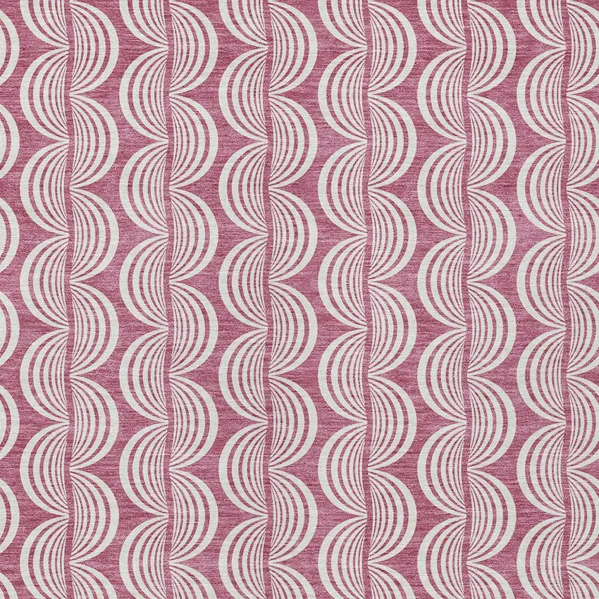 Blush And Beige Ogee Washable Indoor Outdoor Area Rug Photo 5