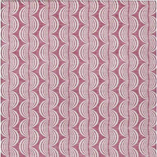 Blush And Beige Ogee Washable Indoor Outdoor Area Rug Photo 5