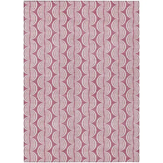 Blush And Beige Ogee Washable Indoor Outdoor Area Rug Photo 2