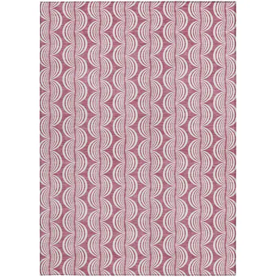 Blush And Beige Ogee Washable Indoor Outdoor Area Rug Photo 6