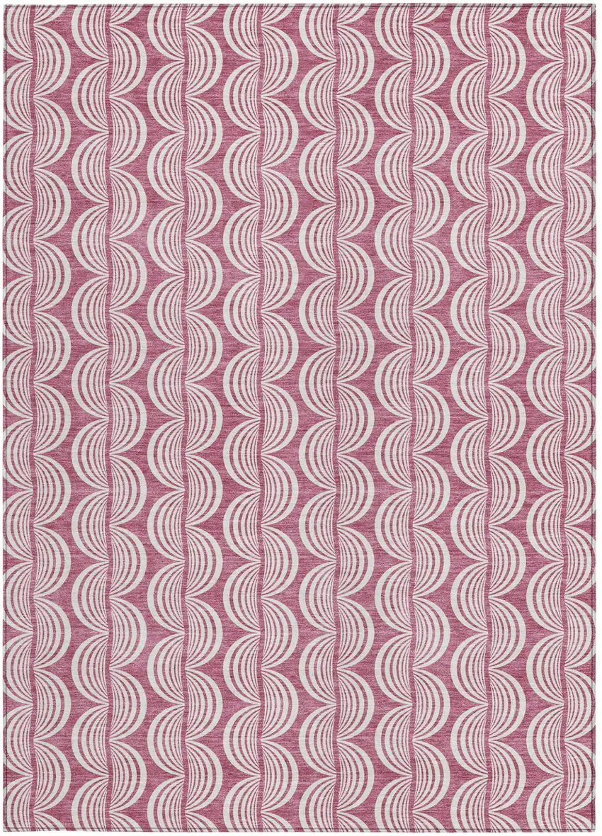 Blush And Beige Ogee Washable Indoor Outdoor Area Rug Photo 6