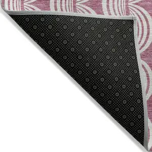 Photo of Blush And Beige Ogee Washable Indoor Outdoor Area Rug