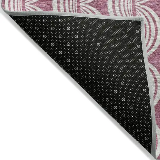 Blush And Beige Ogee Washable Indoor Outdoor Area Rug Photo 3