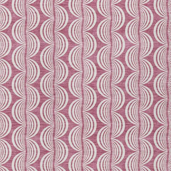 Blush And Beige Ogee Washable Indoor Outdoor Area Rug Photo 5