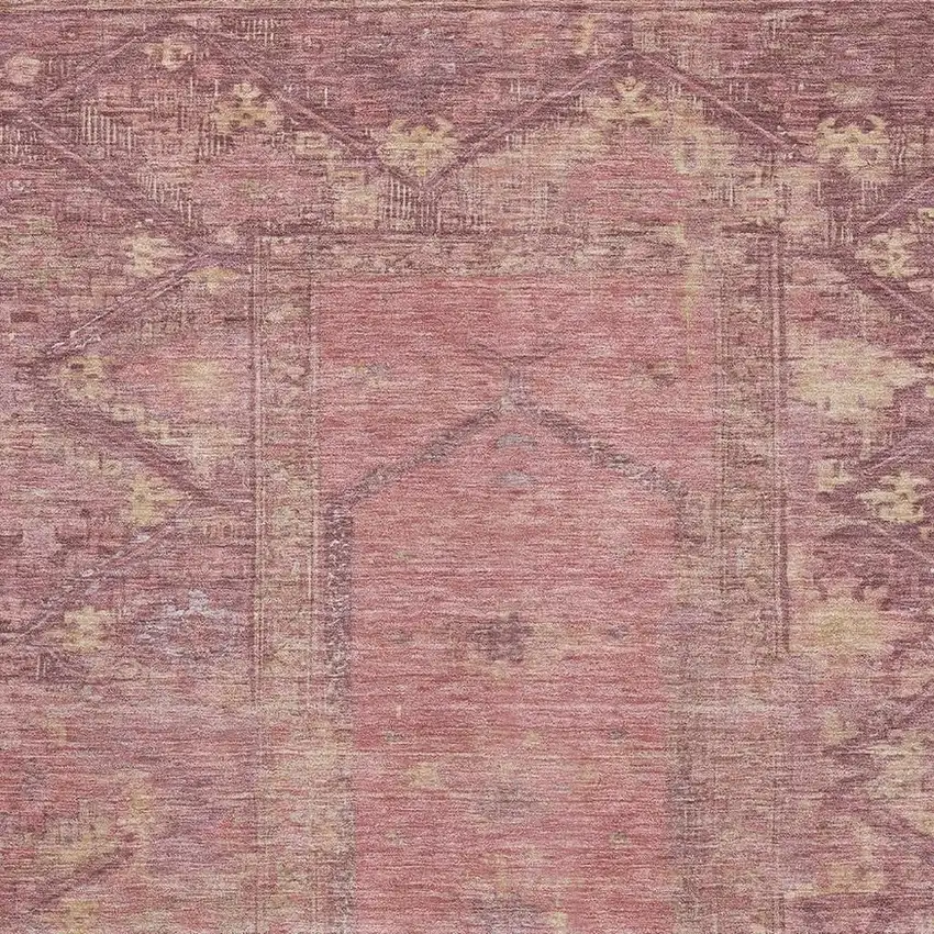 Blush And Beige Oriental Washable Area Rug With UV Protection Photo 2