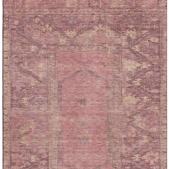 Blush And Beige Oriental Washable Area Rug With UV Protection Photo 3