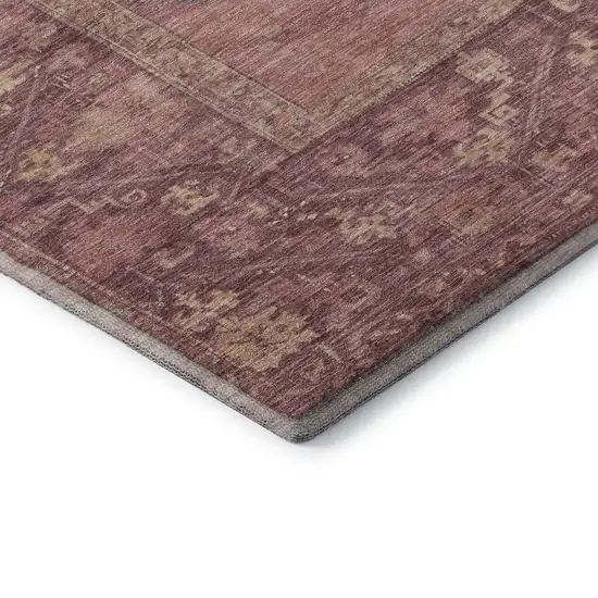 Blush And Beige Oriental Washable Area Rug With UV Protection Photo 6