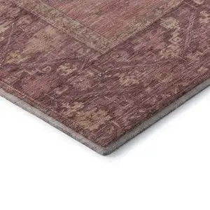 Photo of Blush And Beige Oriental Washable Area Rug With UV Protection