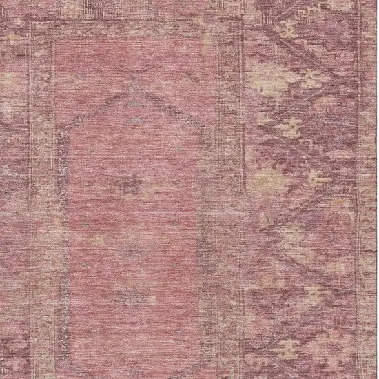 Blush And Beige Oriental Washable Area Rug With UV Protection Photo 2