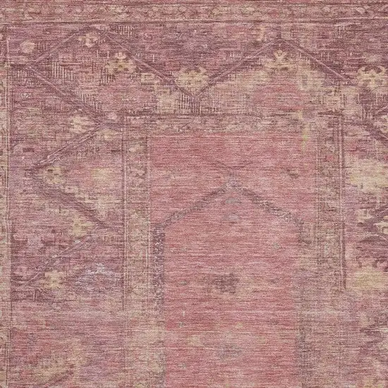 Blush And Beige Oriental Washable Area Rug With UV Protection Photo 2