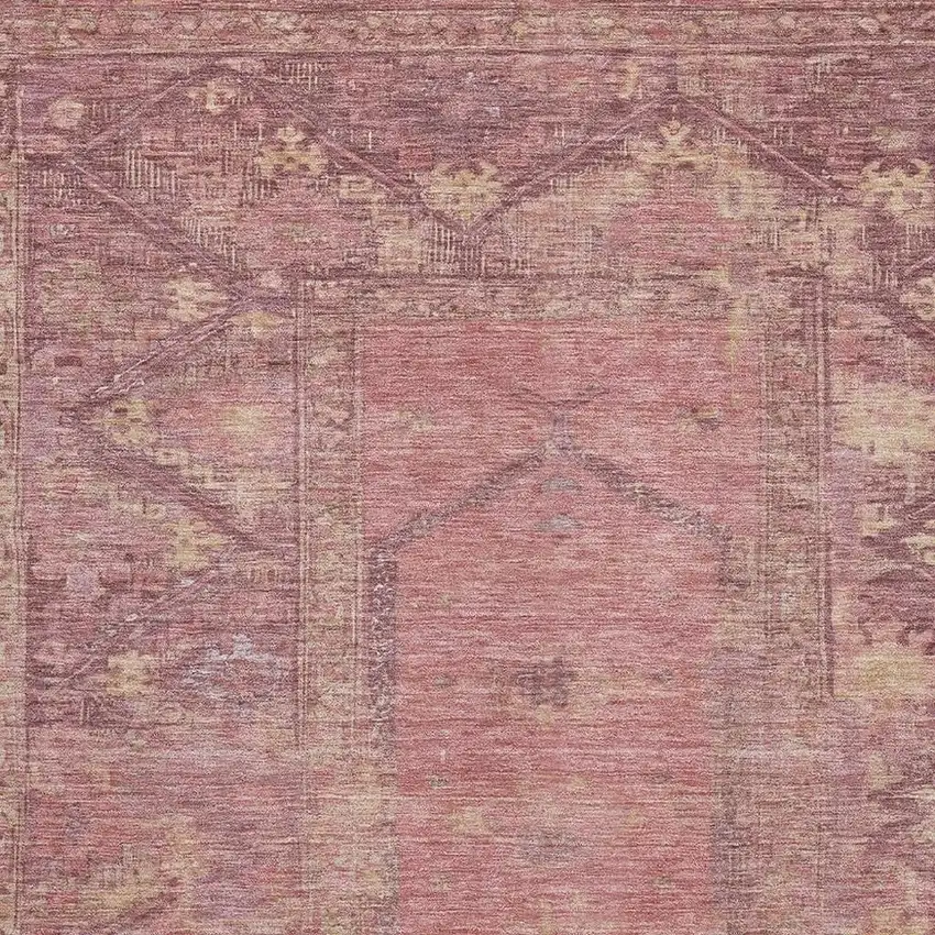 Blush And Beige Oriental Washable Area Rug With UV Protection Photo 2