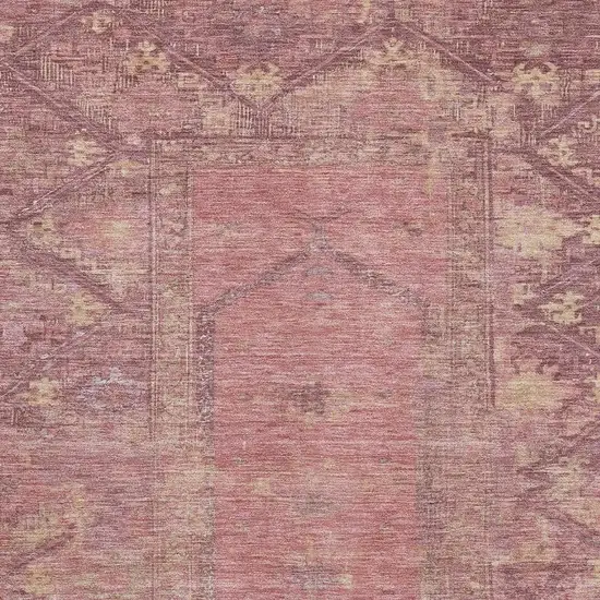 Blush And Beige Oriental Washable Area Rug With UV Protection Photo 2