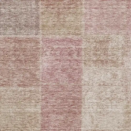Blush And Beige Patchwork Washable Area Rug With UV Protection Photo 9