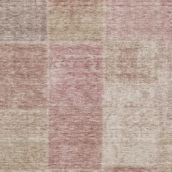 Blush And Beige Patchwork Washable Area Rug With UV Protection Photo 4