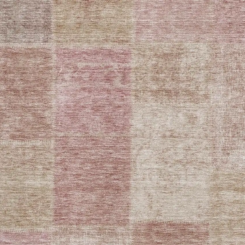 Blush And Beige Patchwork Washable Area Rug With UV Protection Photo 8