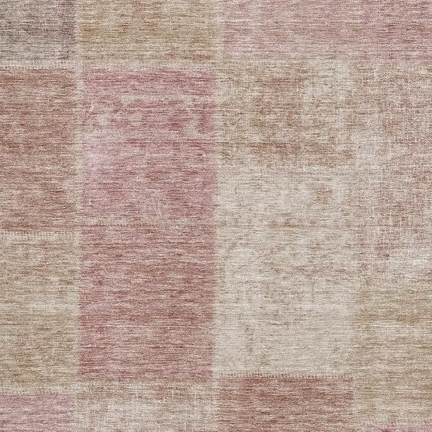 Blush And Beige Patchwork Washable Area Rug With UV Protection Photo 7