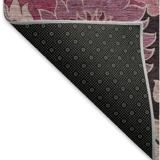 Blush And Black Floral Washable Indoor Outdoor Area Rug Photo 5
