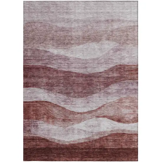 Blush And Brown Abstract Washable Indoor Outdoor Area Rug Photo 6